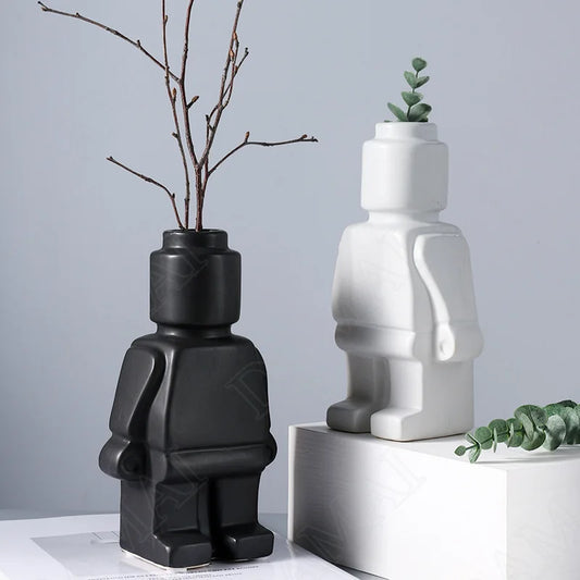 Block Man Flower Vase