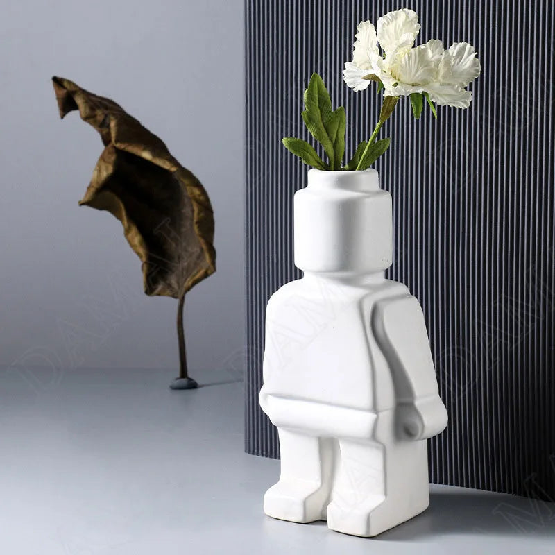 Block Man Flower Vase